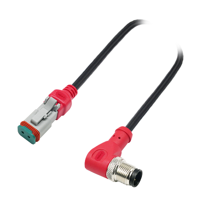 Amphenol connector to M12 4pins A code male right angle cable